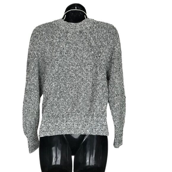 Free People White & Black Cotton Linen Blend Knit Crew Neck  Sweater Size XS - Picture 5 of 7